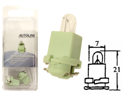 Autoline BAX 24V 1.4W muovikantapolttimopari 2kpl vaaleanvihreä kanta - Muovikanta halogenpolttimot 24V - 2491-BLIST - 1